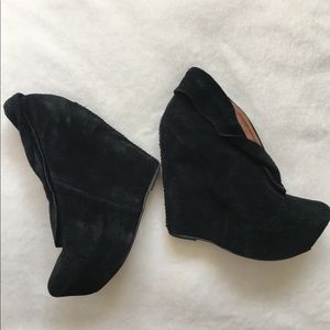 Jeffrey Campbell black suede wedges